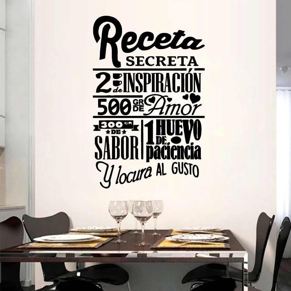 1 pc useful Kitchen Spanish Quote Wall Stickers Vinyl Wallpaper For Kitchen Rooms Decor Wall Decals Home Decor Sticker Decal