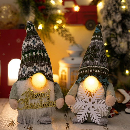 New Arrival Christmas Decoration Creative Christmas Nose with Light Rudolf Doll Luminous Dwarf Decoration Doll