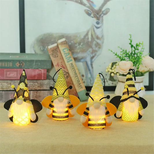 Glowing Bumble Bee Genomes Led Lights Bee Gnome Gift Spring Summer Home Decoration Farmhouse Kitchen Table Ornaments