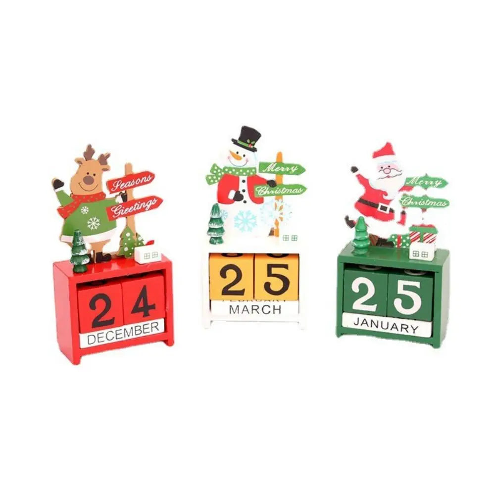 1PC Christmas Decorations Wooden Calendar Ornaments Christmas Countdown Desk Calendar Desktop Ornaments Gifts