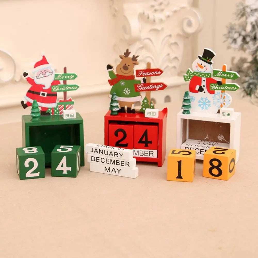 1PC Christmas Decorations Wooden Calendar Ornaments Christmas Countdown Desk Calendar Desktop Ornaments Gifts