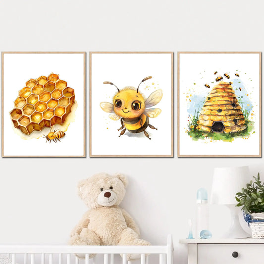 Bumble Bee Collecting Honey Hive Sweet Yellow Poster Print Wall Art Pictures Canvas Painting Living Room Bedroom Home Decor Gift