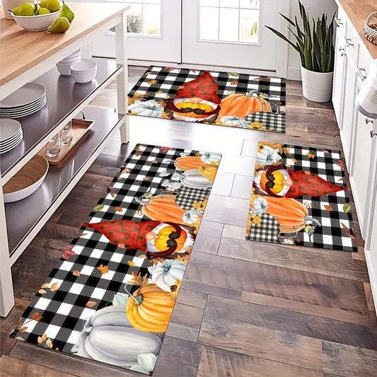 Fall Thanksgiving Pumpkin Gnomes Kitchen Floor Mat Decor Anti-slip Hallway Balcony Rugs Living Room Carpet Bedroom Doormat