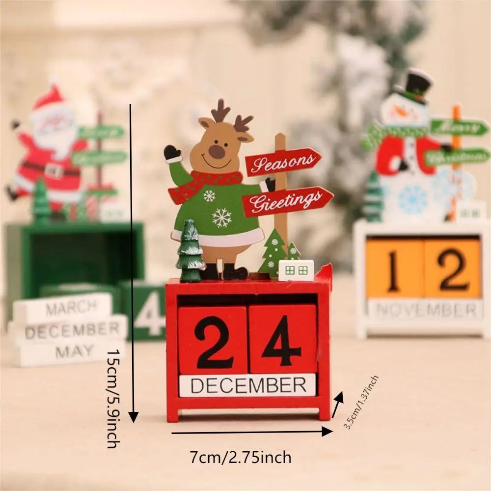 1PC Christmas Decorations Wooden Calendar Ornaments Christmas Countdown Desk Calendar Desktop Ornaments Gifts