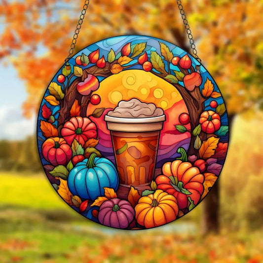 Acrylic Fall Pumpkin Suncatcher Decoration Handcrafted PumpkinDecor Stained Window Hangings Pumpkin Decoration Harvest Decor