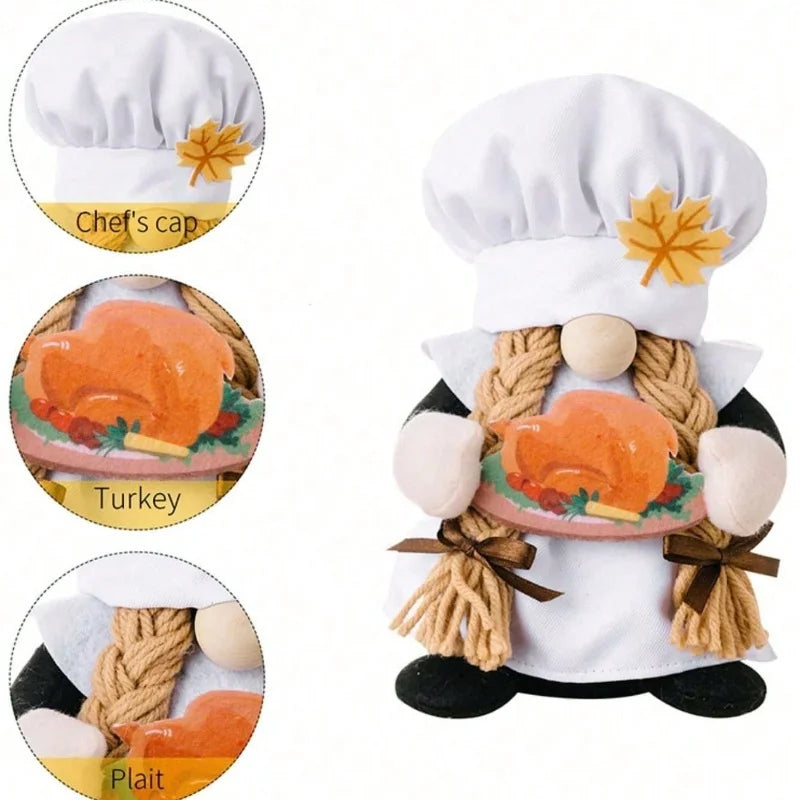 1 piece, Autumn Thanksgiving Chef Doll Plush Doll Scene Decoration Room Decoration Home Decoration Festival Decoration